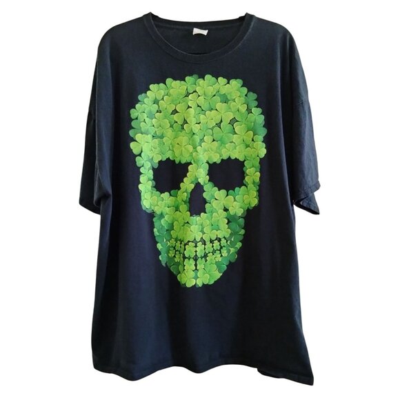 Lucky Size 3XL Black Tee With Clover Skull Graphic - Picture 2 of 6